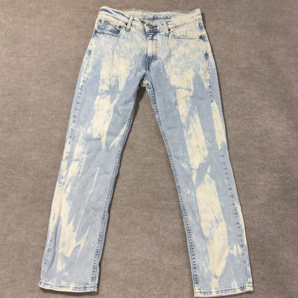 Levi's 511 Mens‎ Size 32 x 30 Slim Fit Bleach Acid Wash Jeans Light Blue